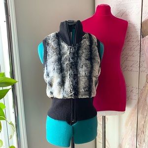 White House Black Market faux fur sweater vest